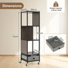 4-Tier Rotating Bookshelf on Wheels for Living Room Office-Grey