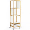 4-Tier Rotating Bookshelf on Wheels for Living Room Office-White