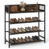 4-Tier Shoe Rack Industrial Shoe Organizer with Heavy Duty Metal Frame-Brown