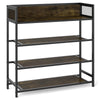 4-Tier Shoe Rack Industrial Shoe Organizer with Heavy Duty Metal Frame-Brown