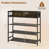 4-Tier Shoe Rack Industrial Shoe Organizer with Heavy Duty Metal Frame-Brown