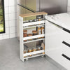 4-Tier Slim Storage Cart with Open Shelves and Wheels-Natural