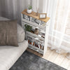 4-Tier Slim Storage Cart with Open Shelves and Wheels-Natural