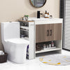 4-Tier Slim Storage Cart with Open Shelves and Wheels-Natural