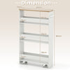 4-Tier Slim Storage Cart with Open Shelves and Wheels-Natural