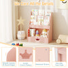 4-Tier Wooden Kids Bookshelf Bookcase Toy Storage Organizer-Pink