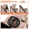 4-Wheel Pet Foldable Stroller with Breathable Mesh for Small Dogs Cats up to 15 KG-Beige