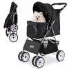 4-Wheel Pet Foldable Stroller with Breathable Mesh for Small Dogs Cats up to 15 KG-Black