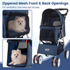 4-Wheel Pet Foldable Stroller with Breathable Mesh for Small Dogs Cats up to 15 KG-Blue