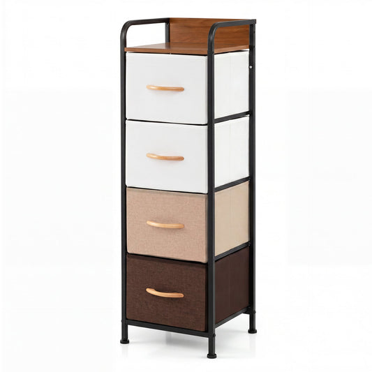 4-Drawer Dresser with removable fabric bins and top shelf in multicolour
