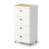 4-Drawer Dresser with Removable Organizer Tray and Solid Wood Legs-White