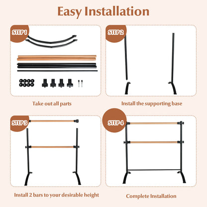 Easy installation steps for the freestanding ballet barre