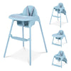 4-in-1 Convertible Baby High Chair with 2 Heights Removable Double Tray-Blue