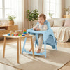 4-in-1 Convertible Baby High Chair with 2 Heights Removable Double Tray-Blue