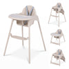 4-in-1 Convertible Baby High Chair with 2 Heights Removable Double Tray-Khaki