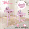 4-in-1 Convertible Baby High Chair with 2 Heights Removable Double Tray-Pink
