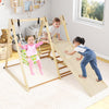 4-in-1 Kids Indoor Jungle Gym Playground with Baby Swing and Climbing Ramp-Natural