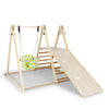 4-in-1 Kids Indoor Jungle Gym Playground with Baby Swing and Climbing Ramp-Natural