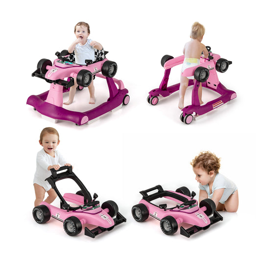 4-in-1 Baby Push Walker with Adjustable Height and Speed in a studio setting with a toddler