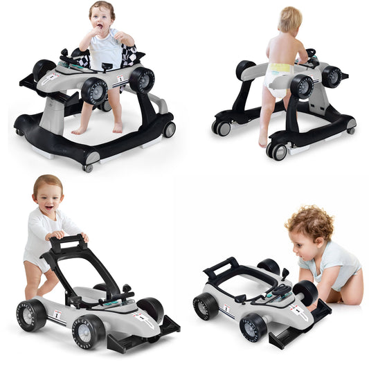 4-in-1 Baby Push Walker with Adjustable Height and Speed shown from four different angles