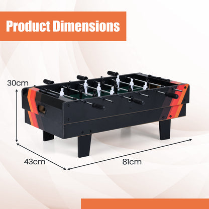 Dimensions of the foosball table with height and width shown