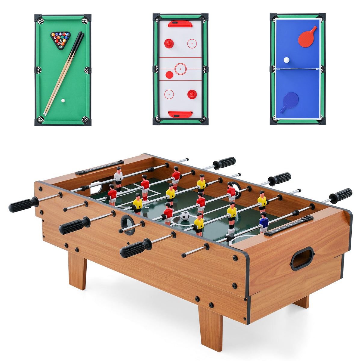 4 in 1 Combo Game Table Set showing the foosball table and three other game board options