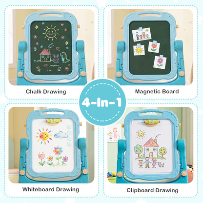 Four different ways to use the 4-in-1 double sided easel for toddlers