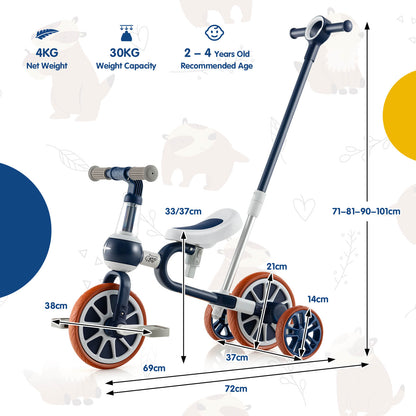 Size diagram showing dimensions of the navy training trike with measurements