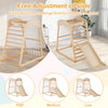 4-in-1 Jungle Gym Wooden Indoor Toddler Playground with Slide-Natural