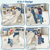 4-in-1 Toddler Slide with Basketball Hoop and Space-saving Folding Design-Blue