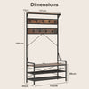 4-In-1 Coat Rack with 11 Hanging Hooks and Shoe Bench for Mudroom-Rustic Brown
