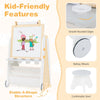 4-in-1 Toddler Activity Table Set with Magnetic Whiteboard and Bookshelves-Natural