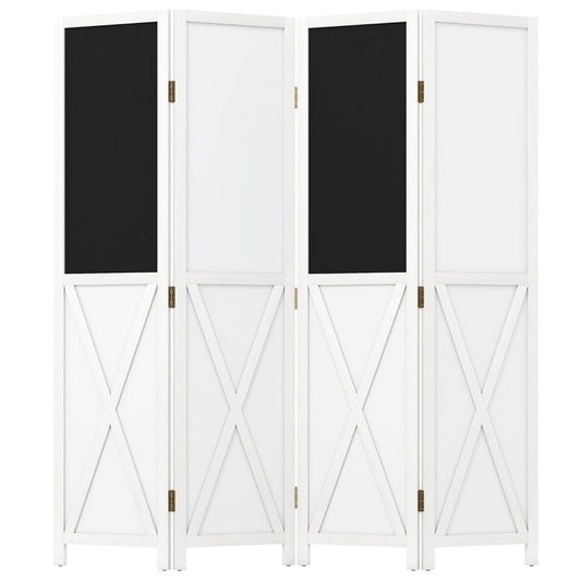 4-Panel Room Divider 170 cm Tall Folding Privacy Screens in white with black and white panels