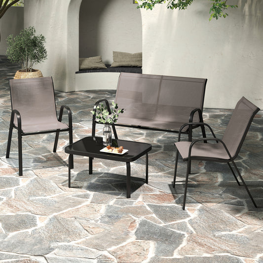 The grey outdoor furniture set with two chairs, a loveseat and a coffee table
