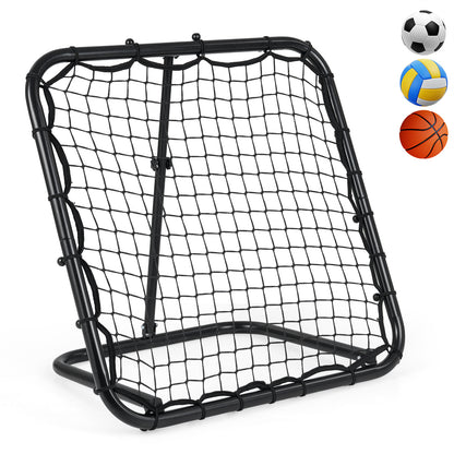 4-Position Adjustable Bounce Back Volleyball Trainer with metal frame, showing the whole product on a white background