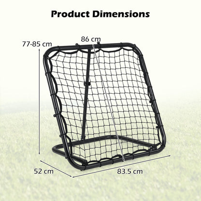 Product dimensions diagram for the bounce back volleyball trainer
