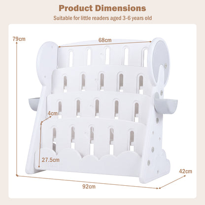 Dimensions diagram for the kids storage unit showing height width and depth