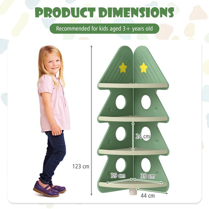A diagram showing the dimensions of the green kids corner bookshelf