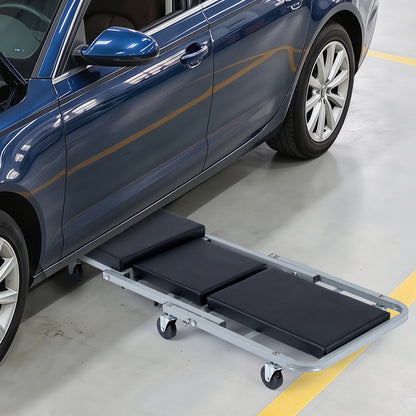 40" 2-in-1 Mechanic Creeper & Z-Seat with 6 Swivel Casters-Black and Gray