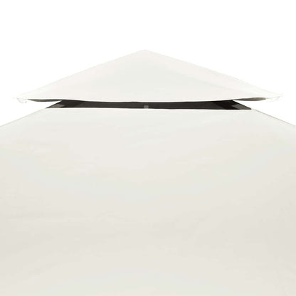 Close-up of the cream white gazebo canopy replacement roof showing the ventilation gap
