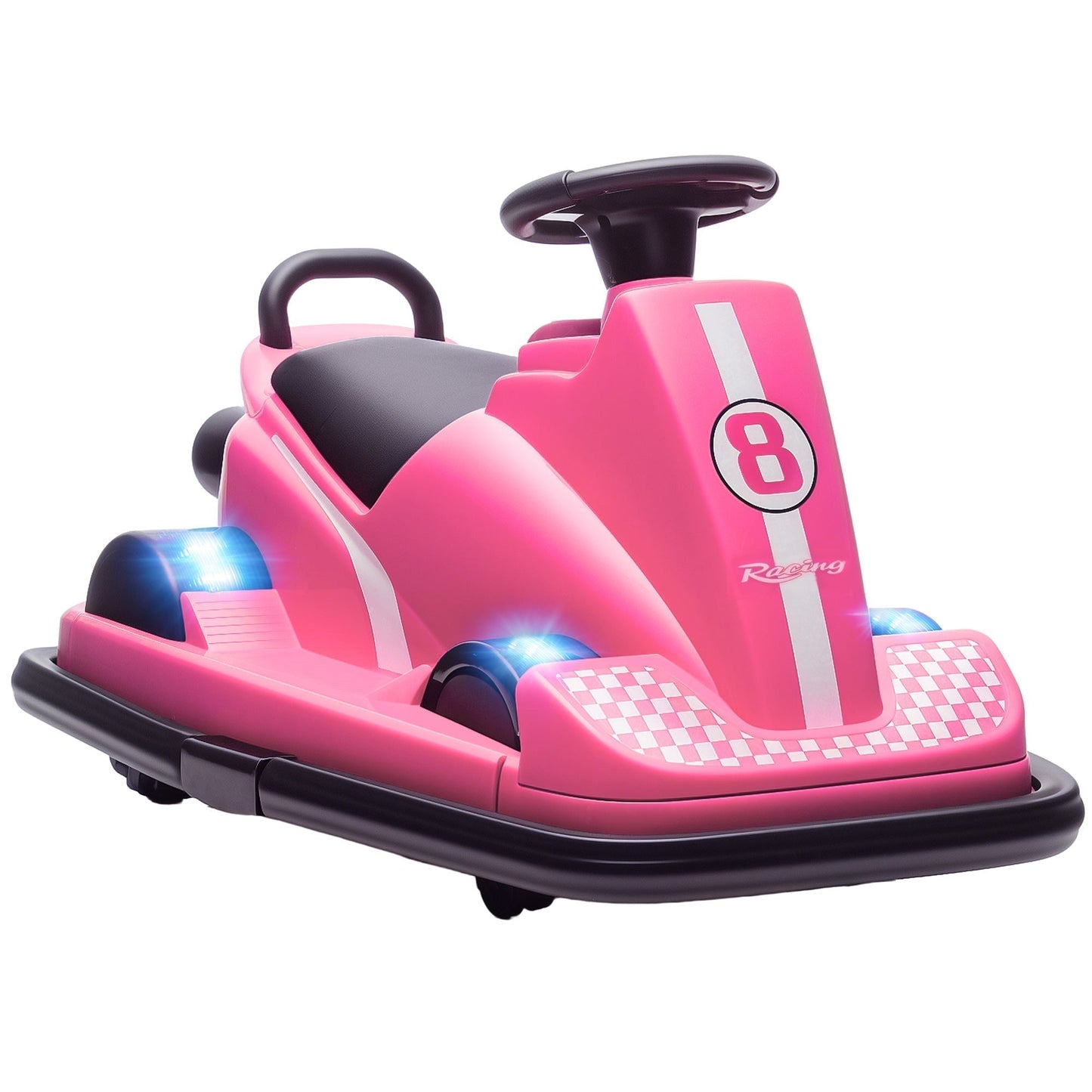 AIYAPLAY Kids Bumper Car, 360 degrees Rotation Spin Electric Waltzer Car with LED Lights, Music for Ages 3-8 Years Old, Pink