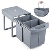 40L Built-in Pull Out Trash Can Under Cabinet Under Sink-Grey