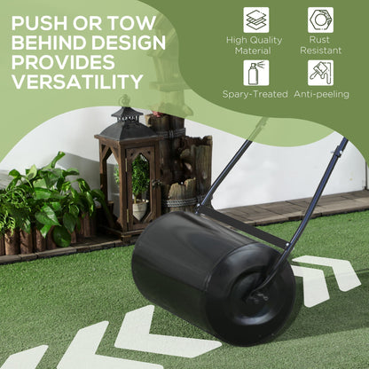DURHAND 38L Garden Lawn Roller, Water Sand Filled Outdoor Grass Roller, Heavy Duty Metal Lawn Push Rolling Tool Aerator for Grass Seeding, Soil Levelling, Black