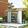 Outsunny 8 x 6 ft Galvanised Garden Shed, Outsoor Metal Storage Shed with Double Doors Window Air Vents for Patio, Lawn, Grey