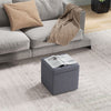 40 cm Square Storage Ottoman Linen Fabric Footstool with Lid-Grey