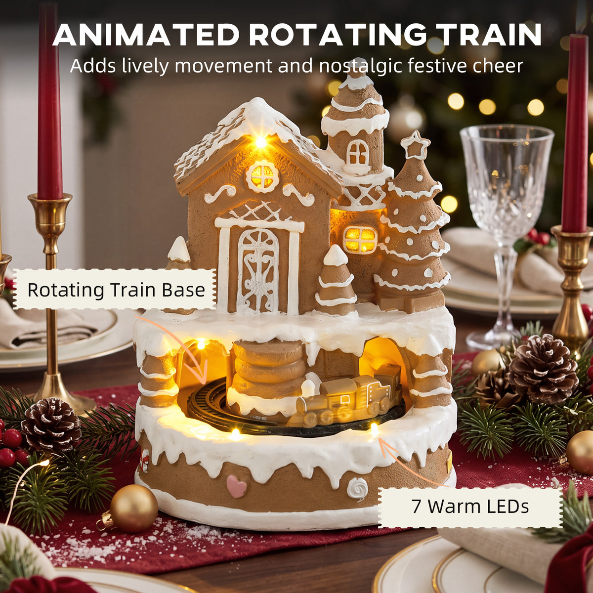 HOMCOM Christmas Gingerbread House in Brown