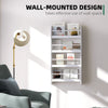 HOMCOM Bookcase, 4 Tier Wall Mounted Bookshelf, 15cm Depth Storage Shelving Rack for Bedroom Nursery Office Home, Accessories Supplies, White