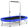 Double Foldable Fitness Trampoline with Adjustable Handrail-Blue