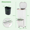 42L Kitchen Trash Can with Lid and 2 Detachable Buckets-White