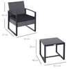 Outsunny 2 Seater Rattan Patio Set W/ Cushions-Grey/Black